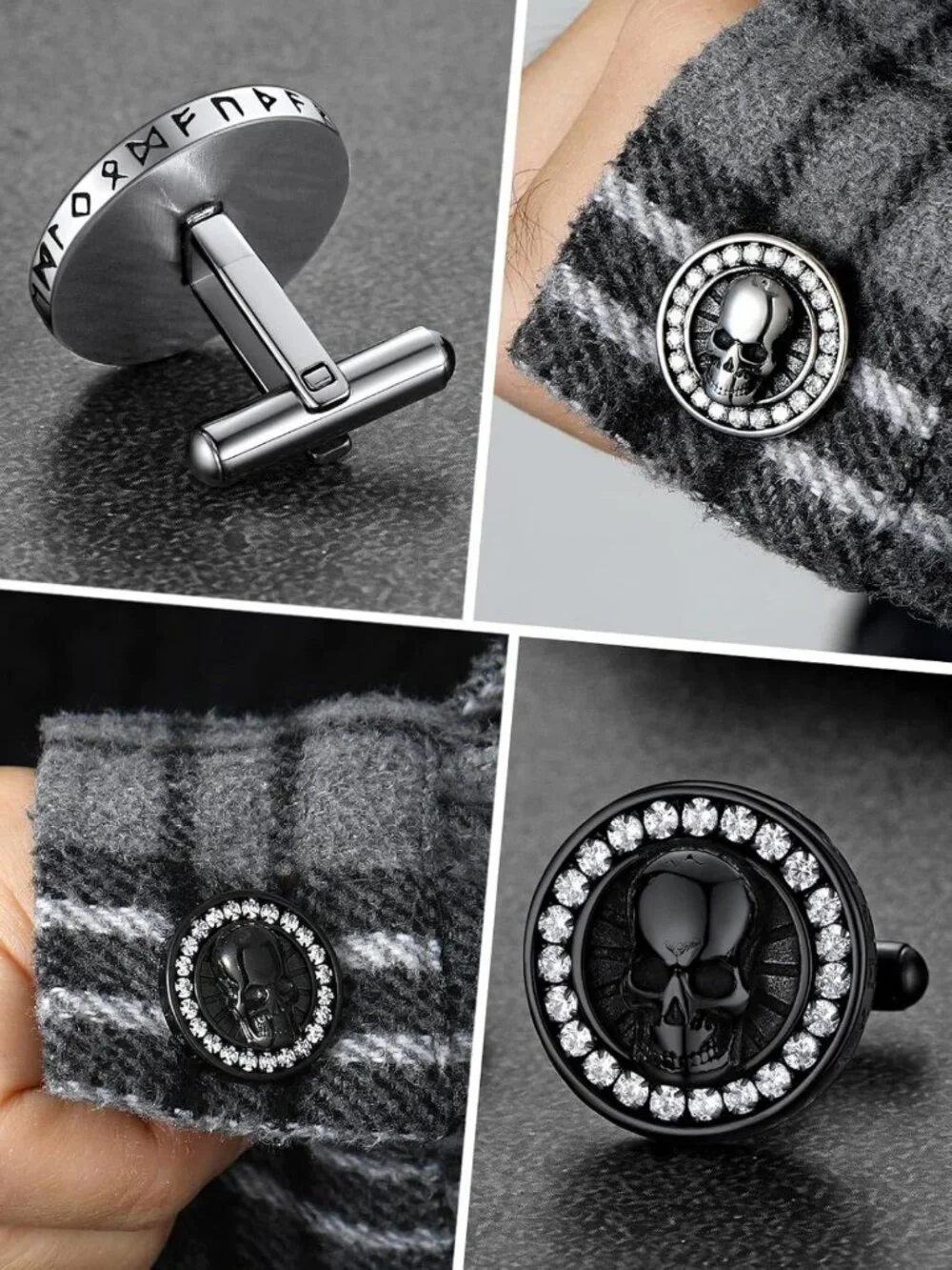 Viking-Inspired Stainless Steel Cufflinks & Shirt Studs Set - Perfect Gift!